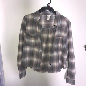 Neutral flannel top
